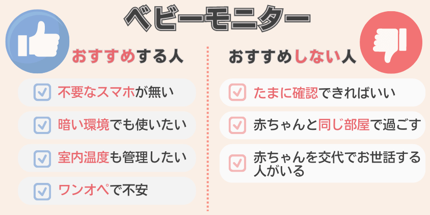 ベビーモニター　おすすめする人・しない人