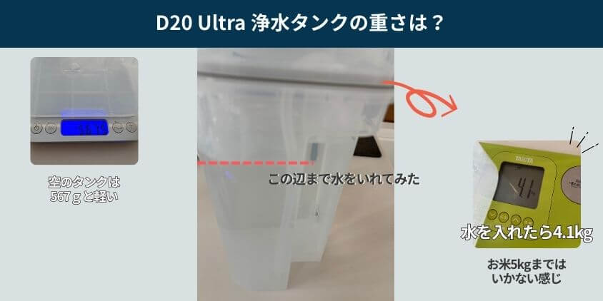 Dreame D20Ultra 水タンク重さ