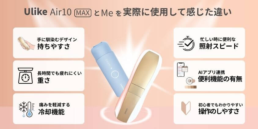 Ulike脱毛器　Air10Max Me 実際に使用して感じた違い